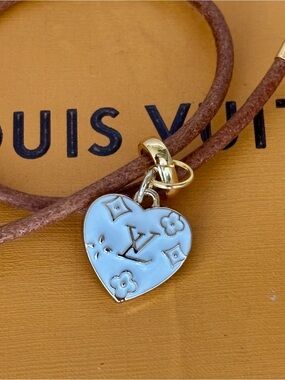 Louis Vuitton Heart Charm, Genuine Leather Toggle Clasp Gold-Plated Bracelet